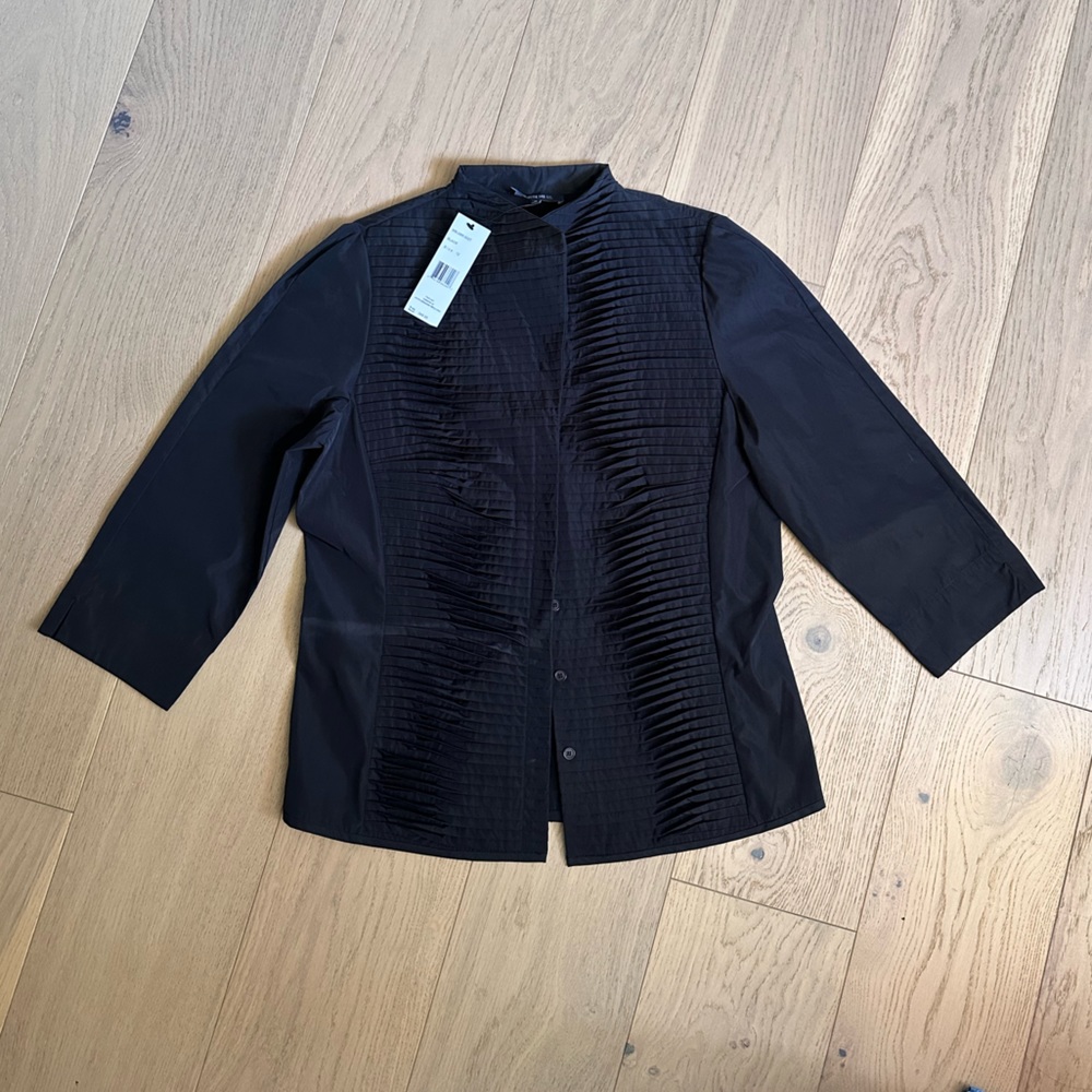 Lafayette 148 pleated Black Button down Shirt